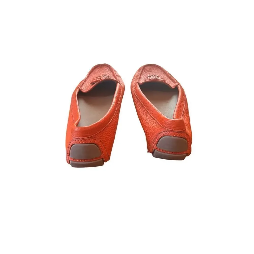 Tory Burch Lowell 2 Driver loafer, Spicy Orange tumbled leather size 8m